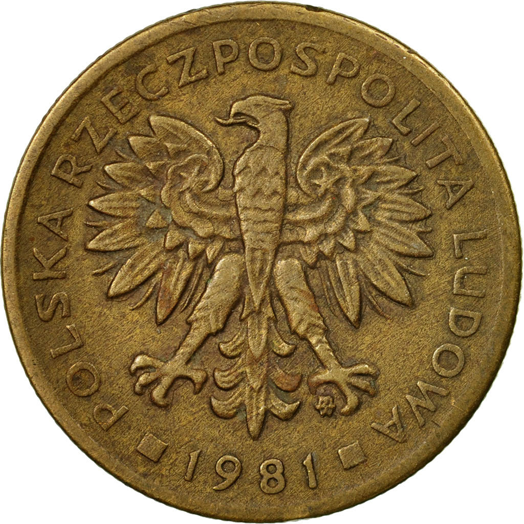 Moneda, Polonia, 2 Zlote, 1981, Warsaw, MBC, Latón, KM:80.1