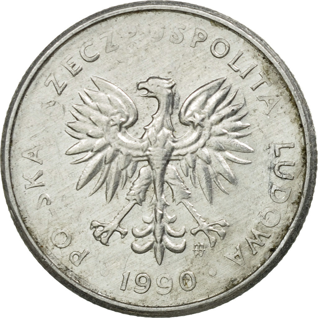 Coin, Poland, 2 Zlote, 1990, Warsaw, EF(40-45), Aluminum, KM:80.3