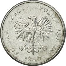 Coin, Poland, 2 Zlote, 1990, Warsaw, EF(40-45), Aluminum, KM:80.3
