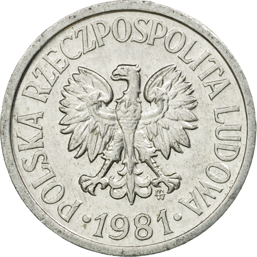 Coin, Poland, 10 Groszy, 1981, Warsaw, EF(40-45), Aluminum, KM:AA47