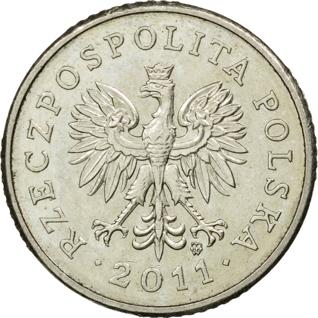 Coin, Poland, 10 Groszy, 2011, Warsaw, AU(55-58), Copper-nickel, KM:279