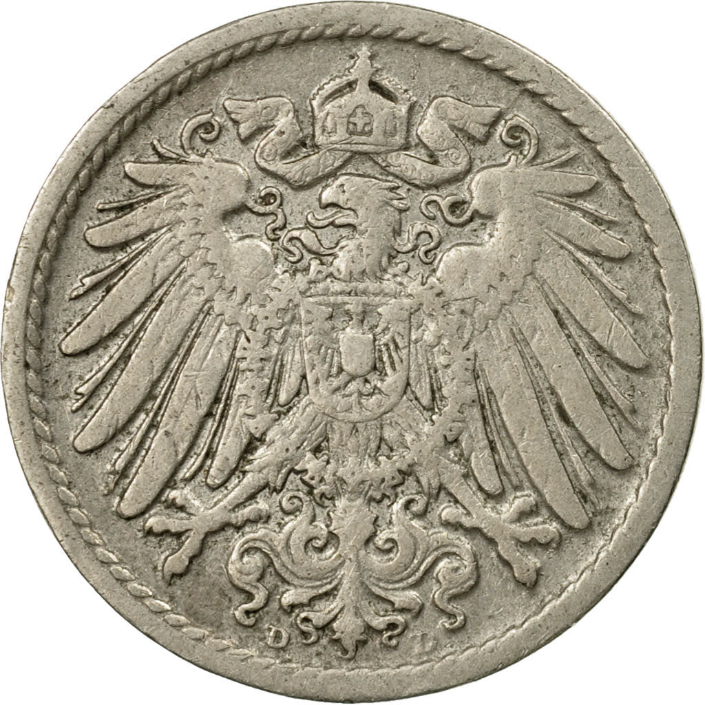 Coin, GERMANY - EMPIRE, Wilhelm II, 5 Pfennig, 1906, Munich, VF(30-35)