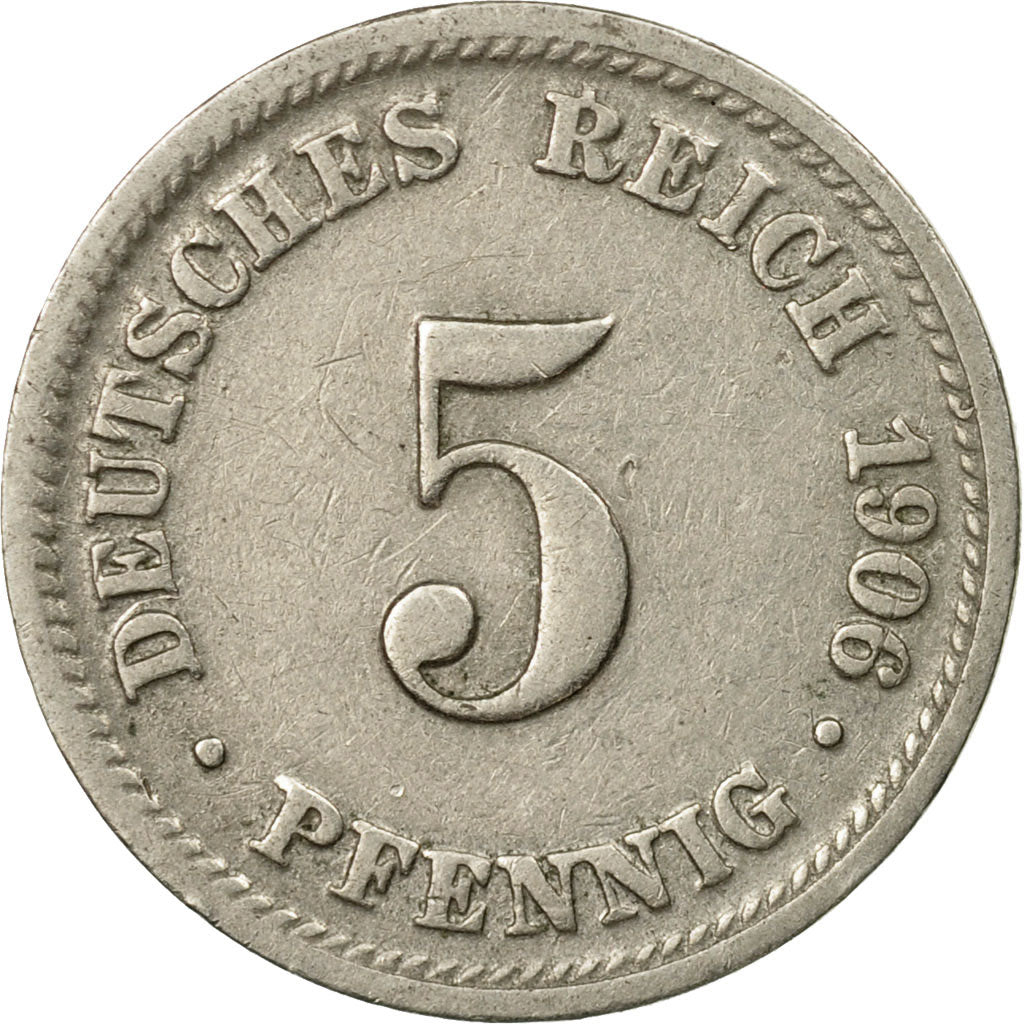 Coin, GERMANY - EMPIRE, Wilhelm II, 5 Pfennig, 1906, Munich, VF(30-35)