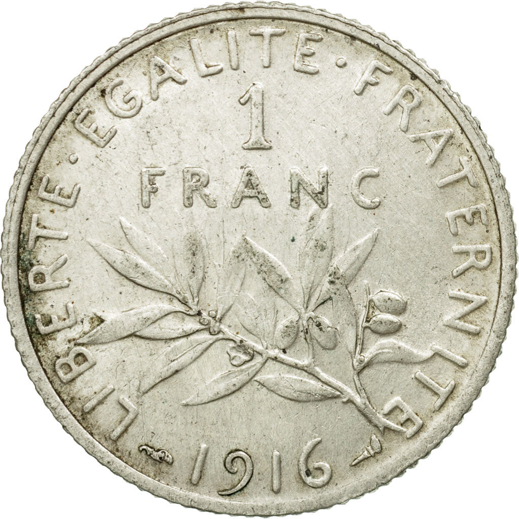 Coin, France, Semeuse, Franc, 1916, Paris, EF(40-45), Silver, KM:844.1