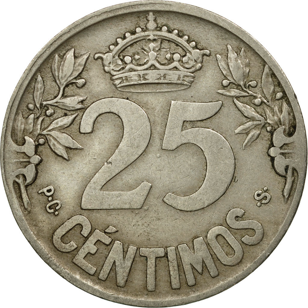 Coin, Spain, Alfonso XIII, 25 Centimos, 1925, Madrid, VF(30-35), Copper-nickel