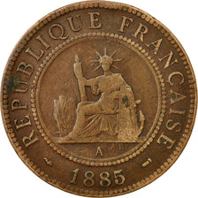 Coin, FRENCH INDO-CHINA, Cent, 1885, Paris, VF(20-25), Bronze, KM:1