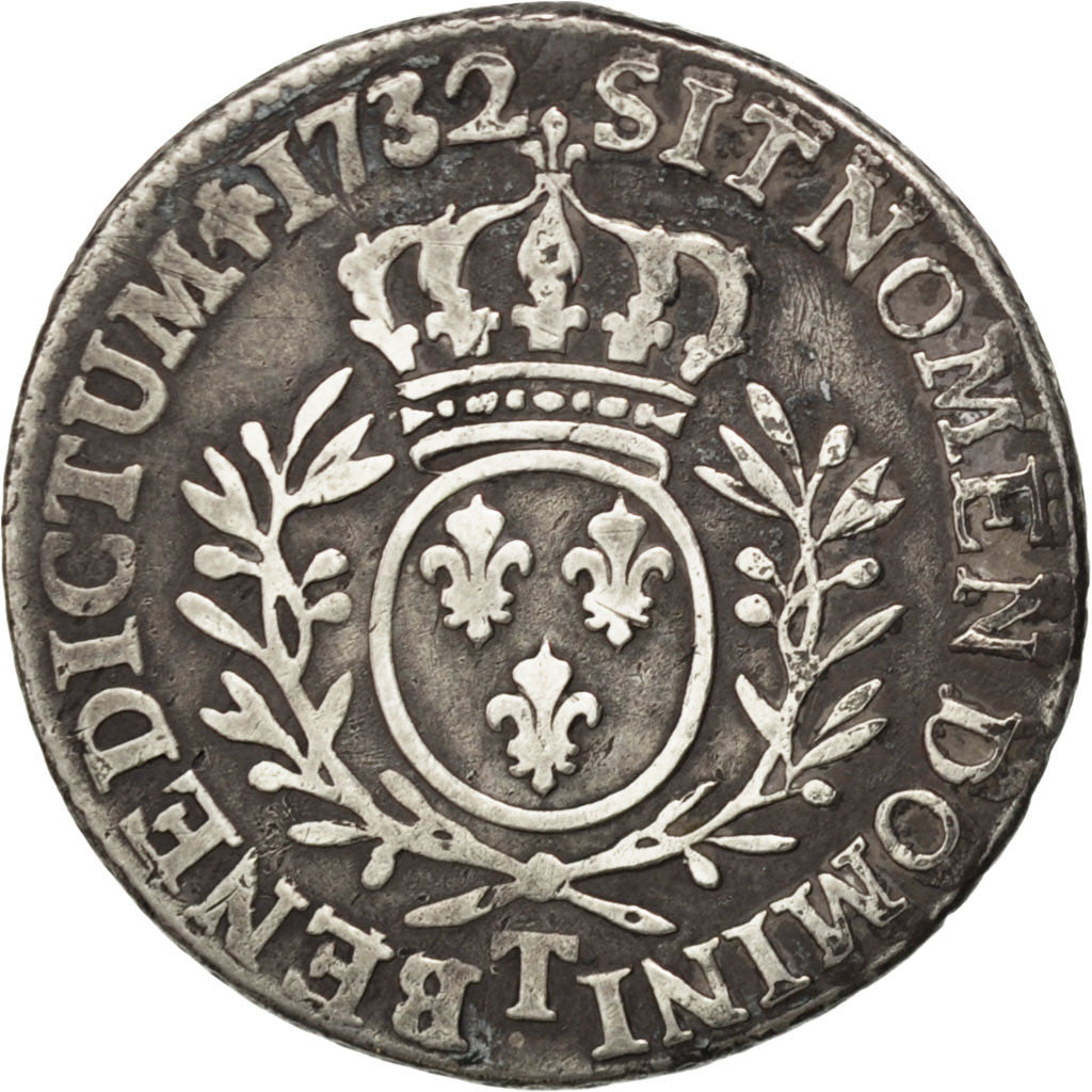 France, Louis XV, 1/5 Écu aux branches d'olivier, 1732, Nantes, Silver