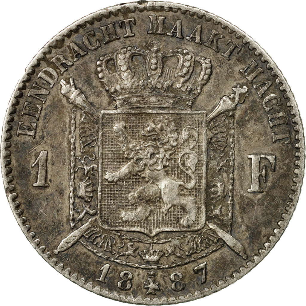 Coin, Belgium, Leopold II, Franc, 1887, VF(30-35), Silver, KM:29.1