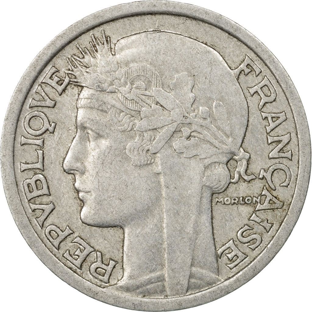 Coin, France, Morlon, 2 Francs, 1945, Castelsarrasin, EF(40-45), Aluminum