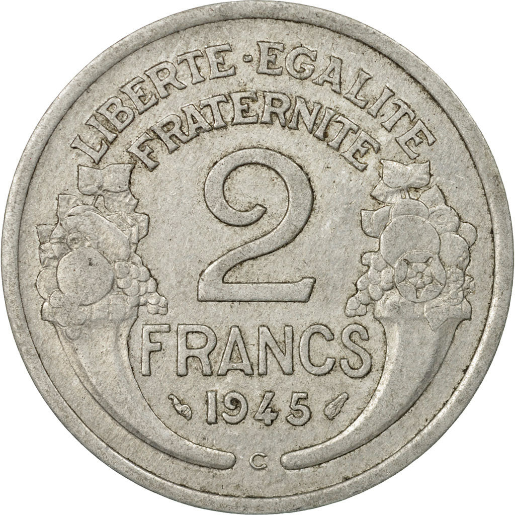 Coin, France, Morlon, 2 Francs, 1945, Castelsarrasin, EF(40-45), Aluminum