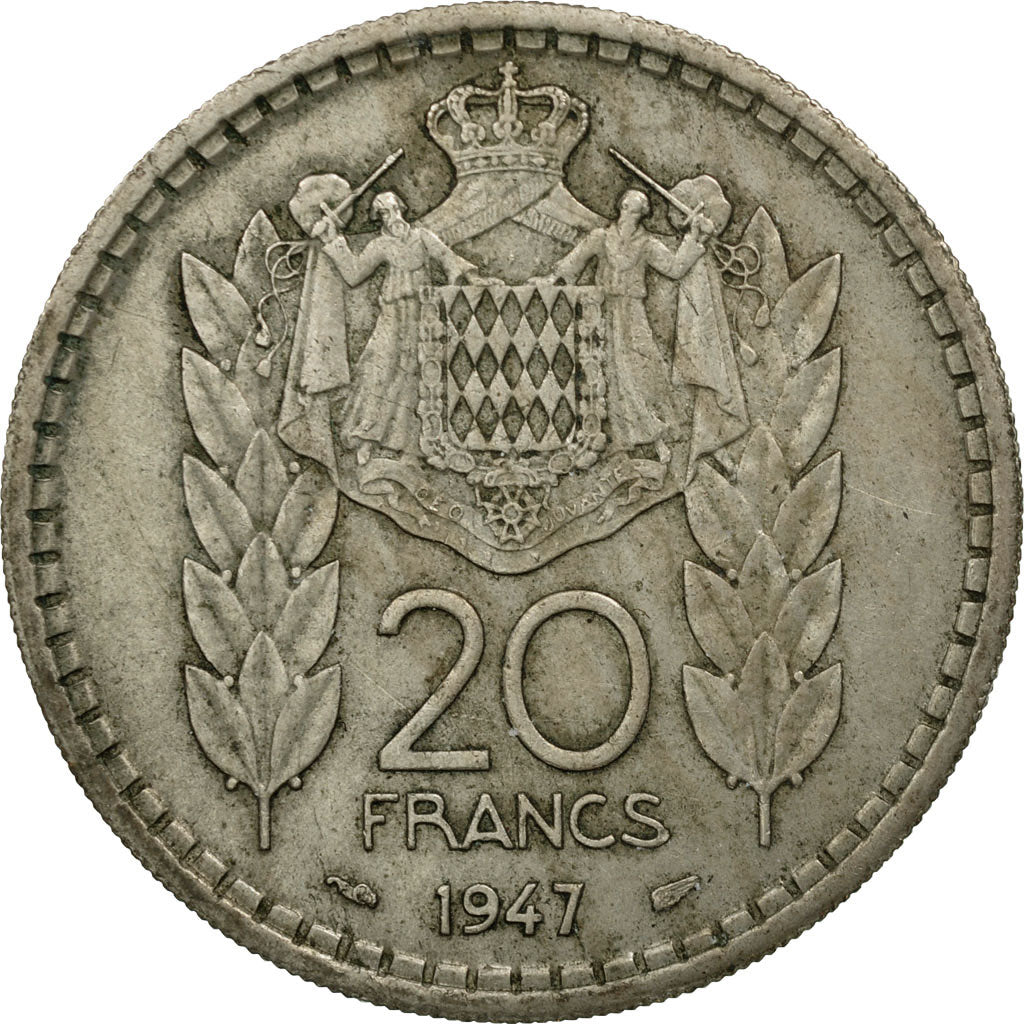 Münze, Monaco, Louis II, 20 Francs, Vingt, 1947, SS, Copper-nickel, KM:124