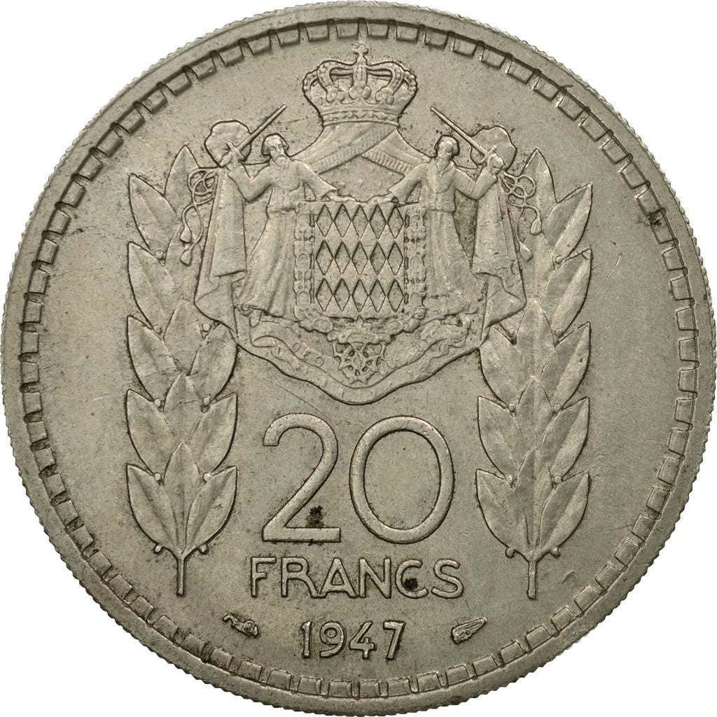 Münze, Monaco, Louis II, 20 Francs, Vingt, 1947, SS, Copper-nickel, KM:124