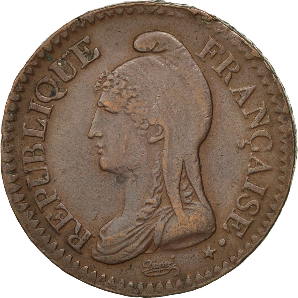 FRANCE, Dupré, Decime, 1799, Lille, KM #644.11, AU(50-53), Bronze, Gadoury #187a