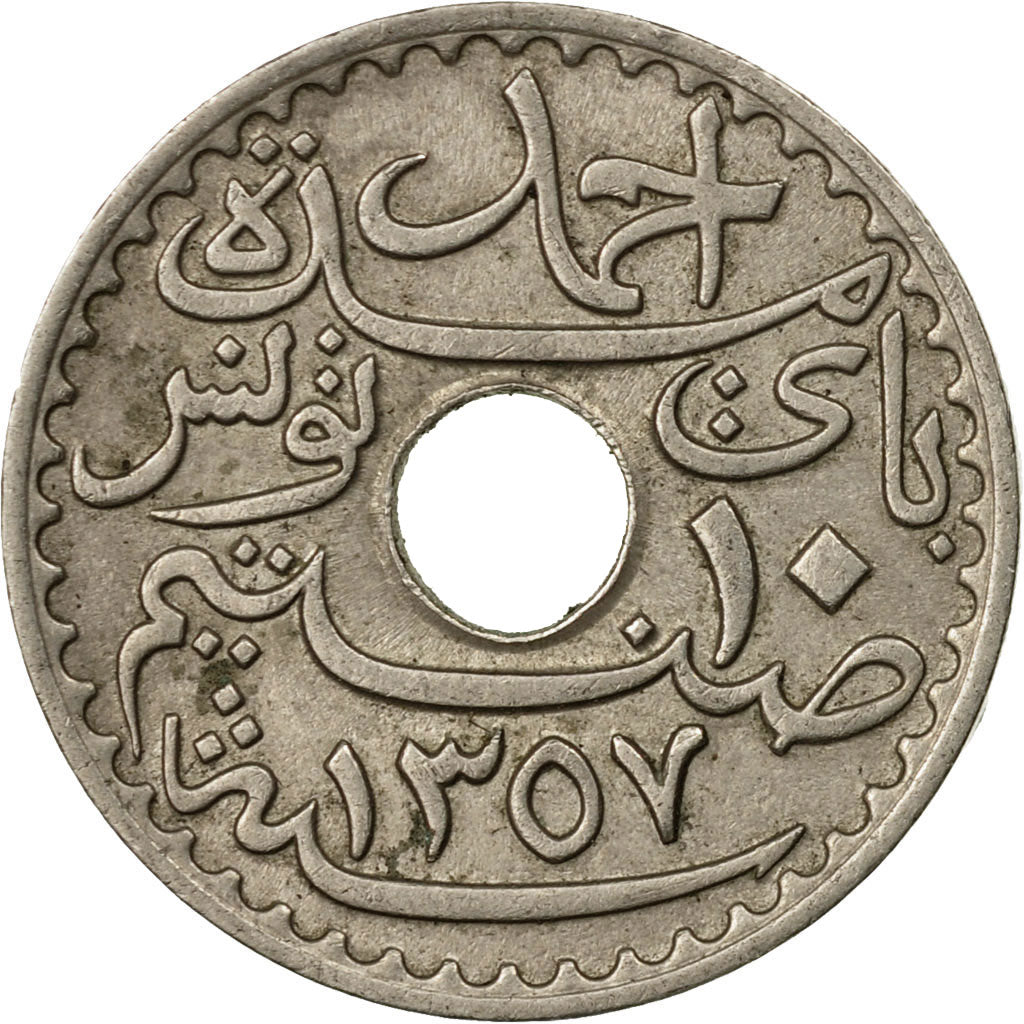 Coin, Tunisia, Ahmad Pasha Bey, 10 Centimes, 1938, Paris, EF(40-45)