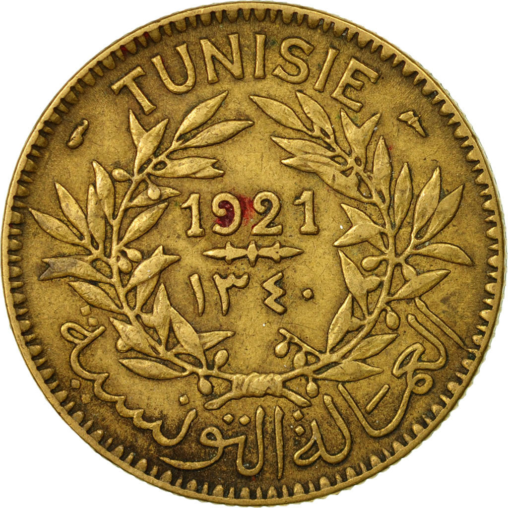 Coin, Tunisia, Anonymous, 2 Francs, 1921, Paris, EF(40-45), Aluminum-Bronze