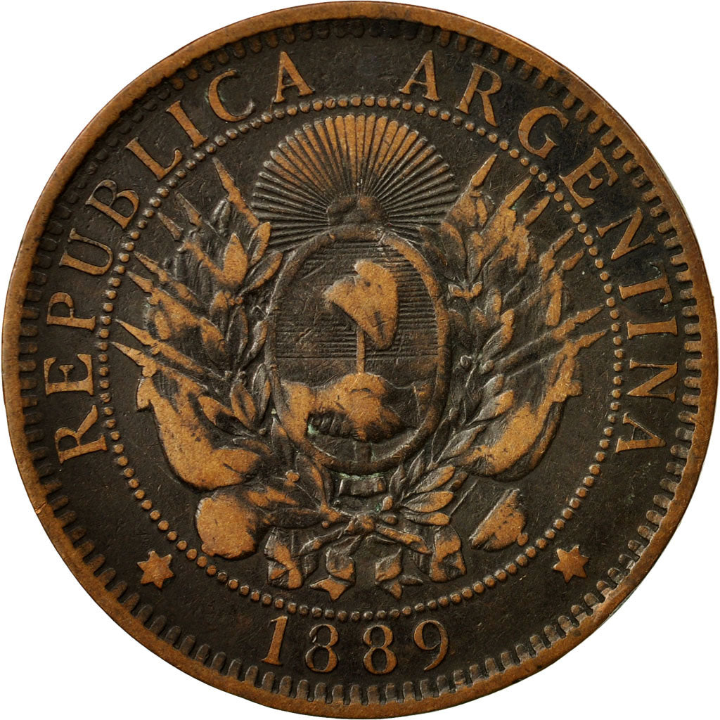 Coin, Argentina, 2 Centavos, 1889, VF(20-25), Bronze, KM:33