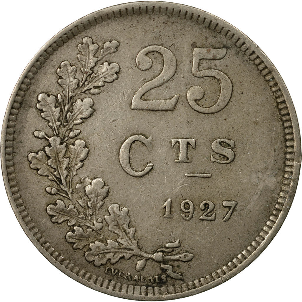 Coin, Luxembourg, Charlotte, 25 Centimes, 1927, EF(40-45), Copper-nickel, KM:37