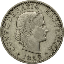 Coin, Switzerland, 20 Rappen, 1893, Bern, EF(40-45), Nickel, KM:29