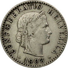 Coin, Switzerland, 20 Rappen, 1903, Bern, EF(40-45), Nickel, KM:29