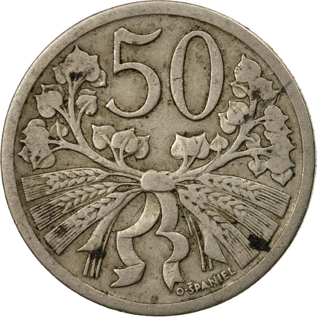Coin, Czechoslovakia, 50 Haleru, 1924, VF(30-35), Copper-nickel, KM:2