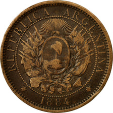 Coin, Argentina, 2 Centavos, 1884, VF(20-25), Bronze, KM:33