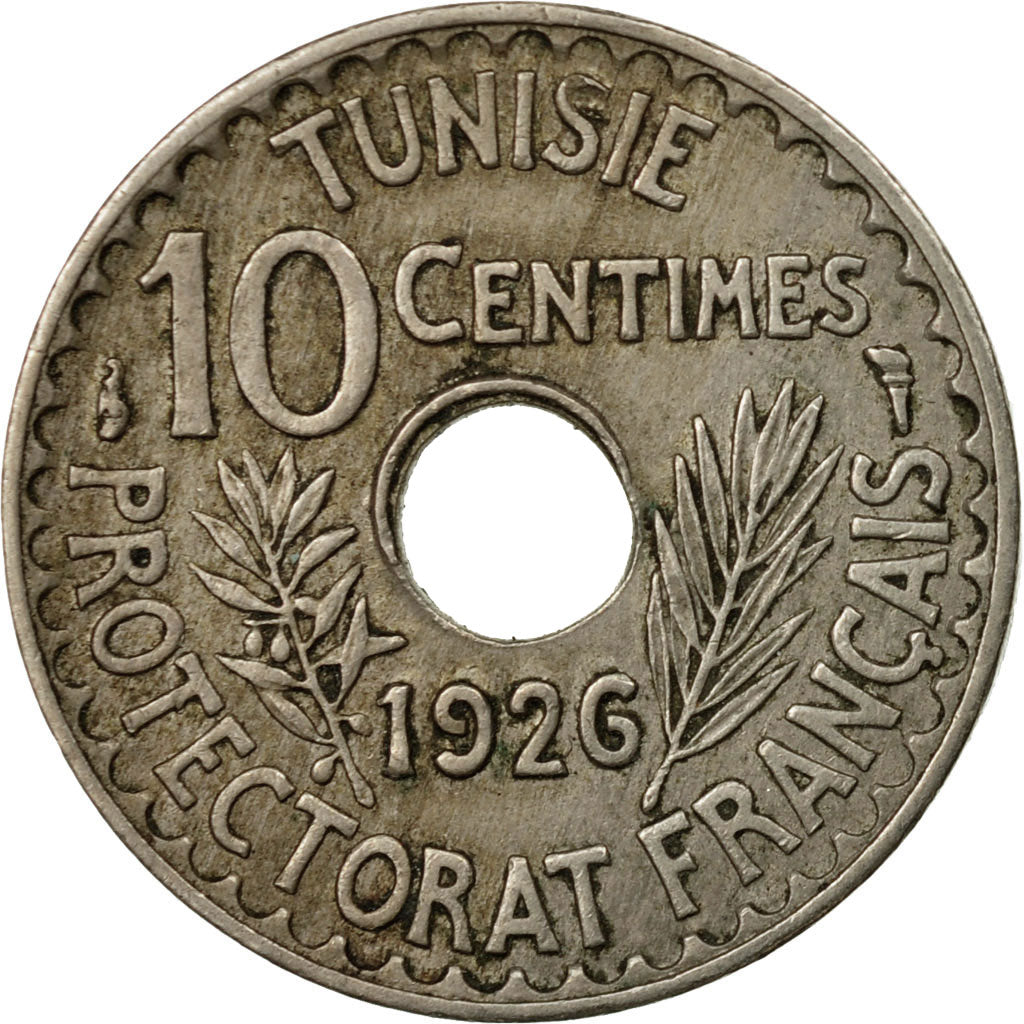 Coin, Tunisia, Muhammad al-Habib Bey, 10 Centimes, 1926, Paris, EF(40-45)