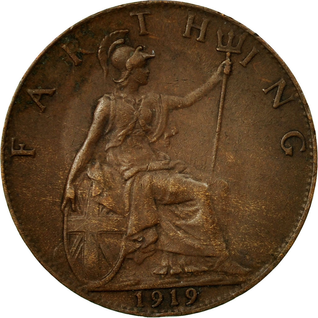 Coin, Great Britain, George V, Farthing, 1919, VF(20-25), Bronze, KM:808.2