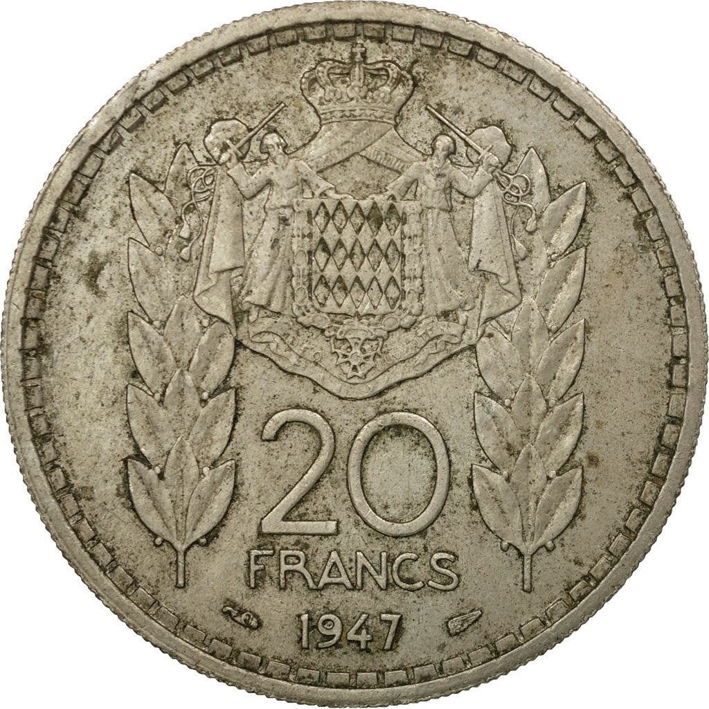 Coin, Monaco, Louis II, 20 Francs, Vingt, 1947, Poissy, EF(40-45)
