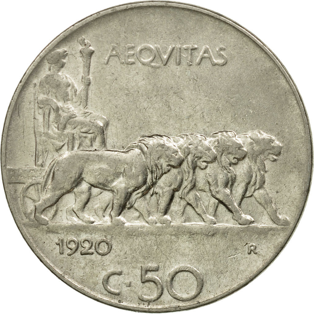 Coin, Italy, Vittorio Emanuele III, 50 Centesimi, 1920, Rome, AU(55-58), Nickel