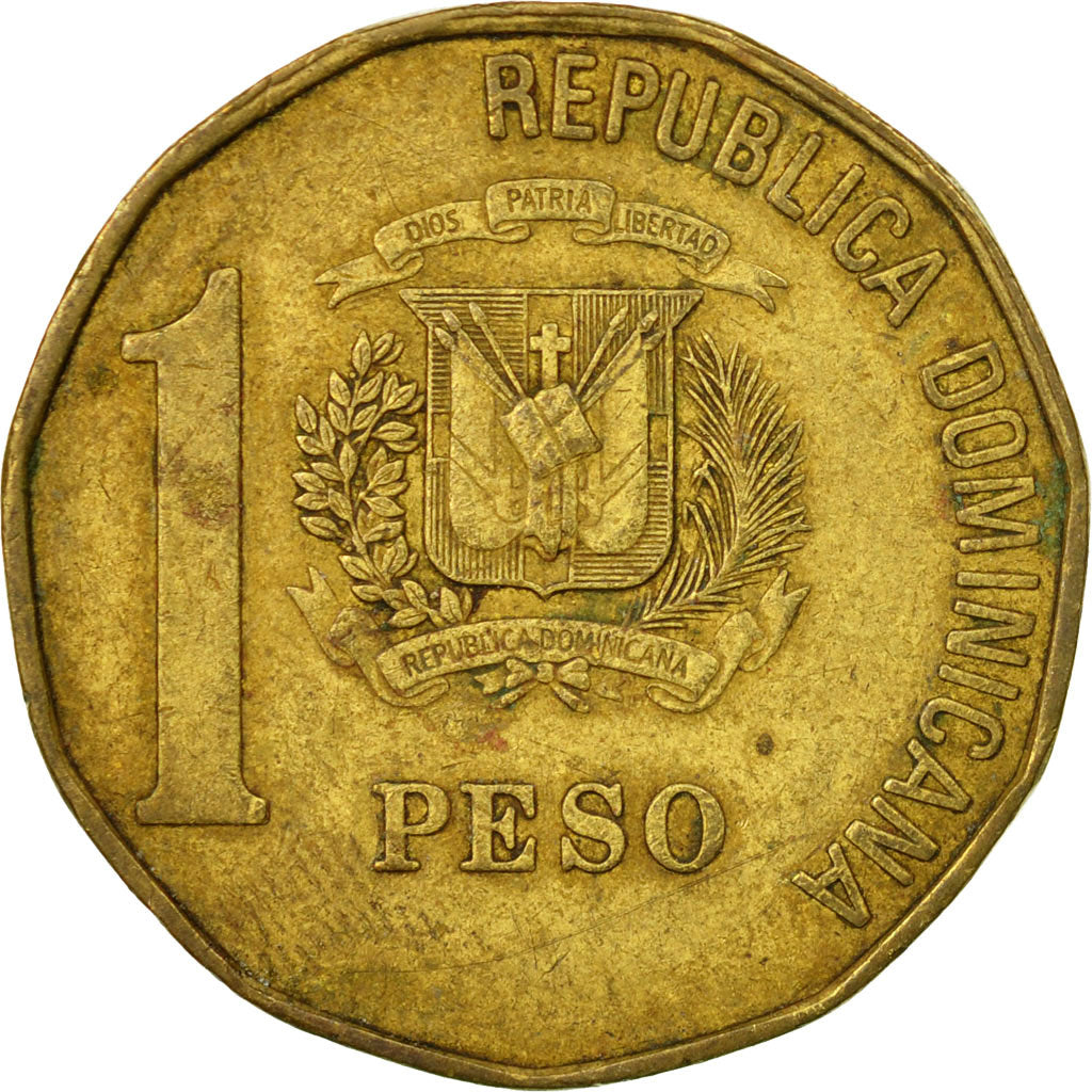 Coin, Dominican Republic, Peso, 1992, VF(30-35), Brass, KM:80.1