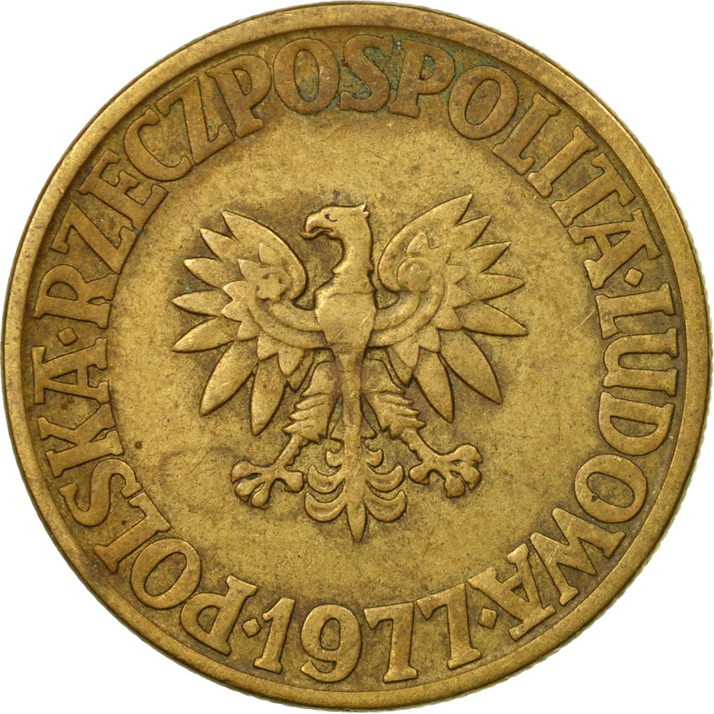 Coin, Poland, 5 Zlotych, 1977, Warsaw, VF(30-35), Brass, KM:81.1