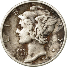 Coin, United States, Mercury Dime, Dime, 1942, U.S. Mint, Philadelphia