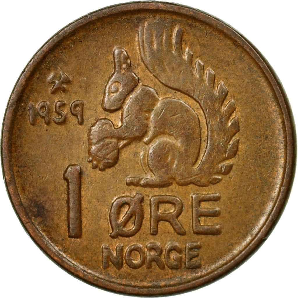 Coin, Norway, Olav V, Ore, 1959, EF(40-45), Bronze, KM:403