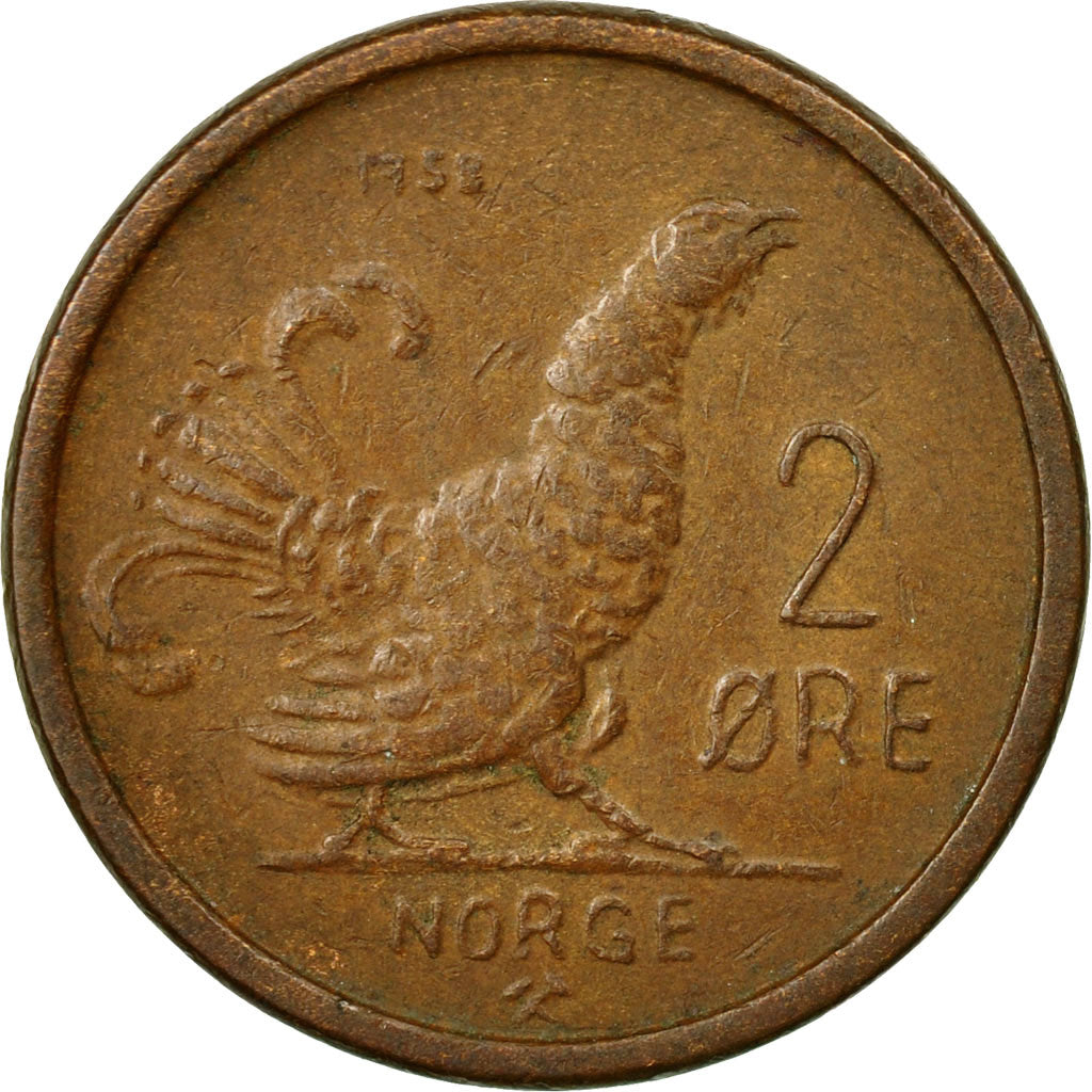 Coin, Norway, Olav V, 2 Öre, 1958, VF(30-35), Bronze, KM:404