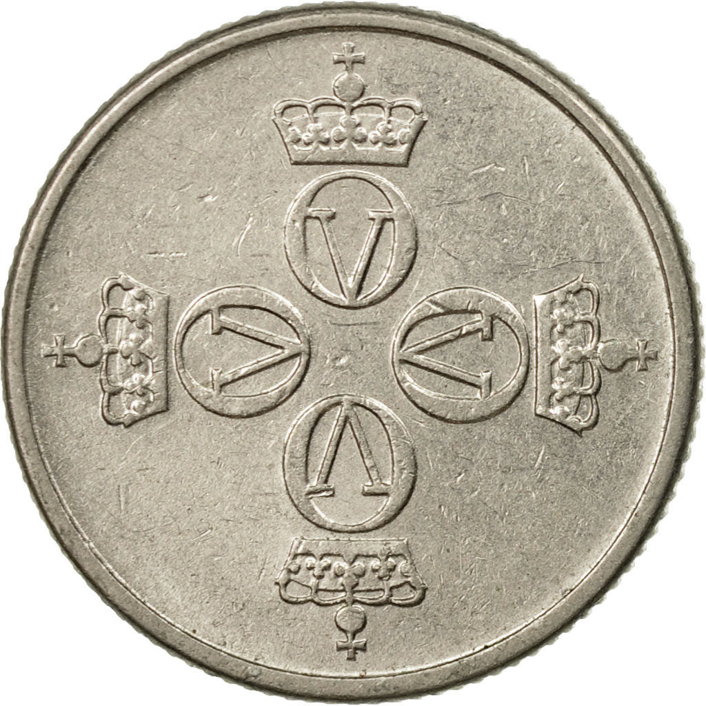 Coin, Norway, Olav V, 25 Öre, 1976, EF(40-45), Copper-nickel, KM:417