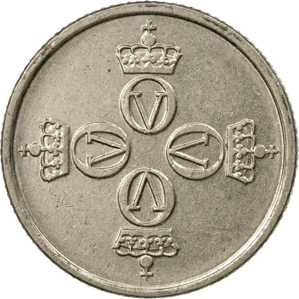 Coin, Norway, Olav V, 25 Öre, 1977, EF(40-45), Copper-nickel, KM:417