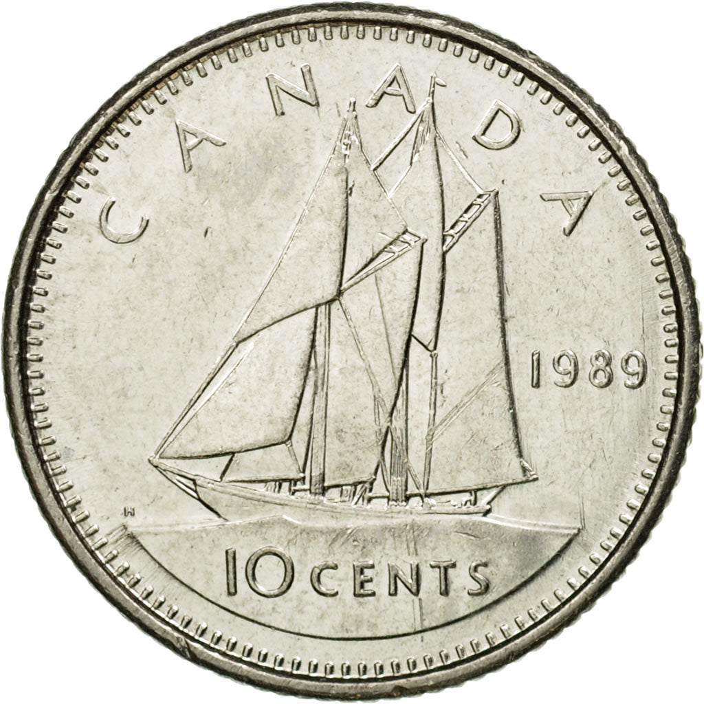 Coin, Canada, Elizabeth II, 10 Cents, 1989, Royal Canadian Mint, Ottawa