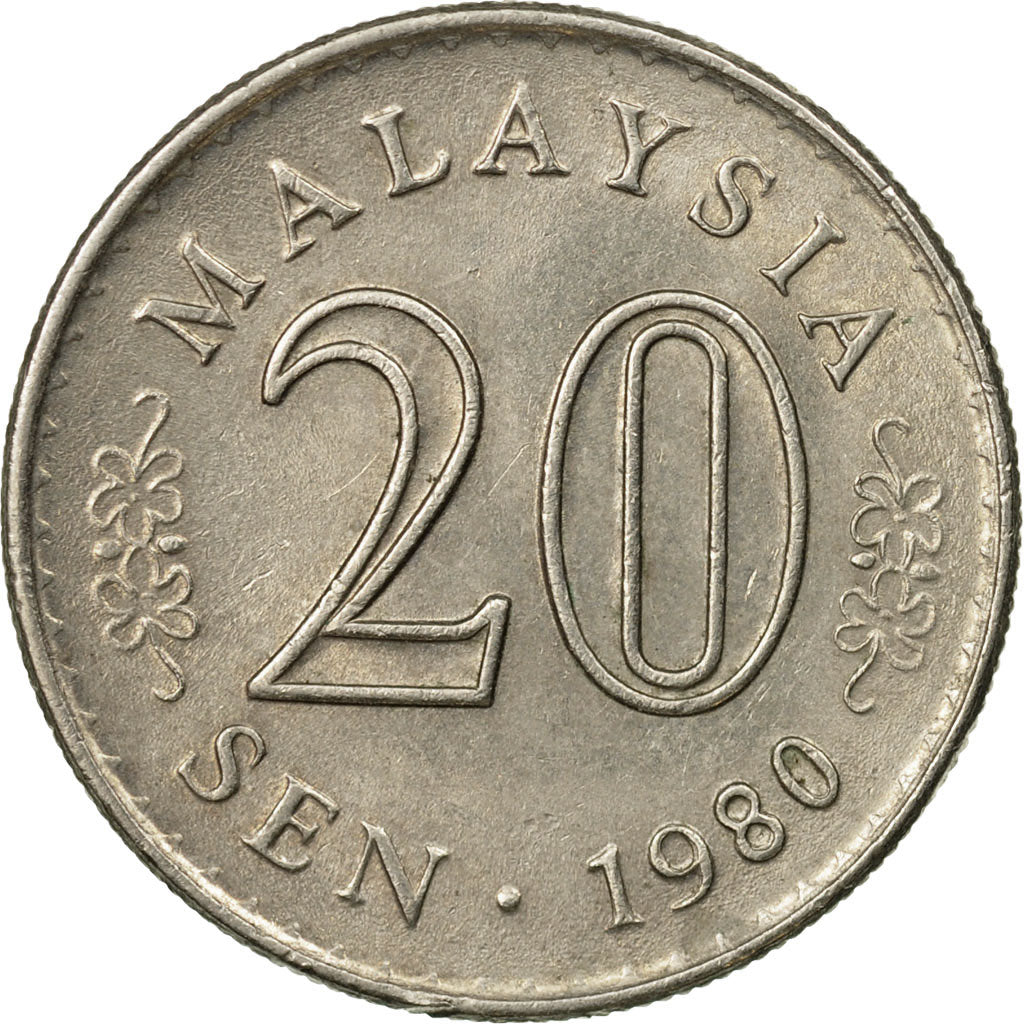 Coin, Malaysia, 20 Sen, 1980, Franklin Mint, EF(40-45), Copper-nickel, KM:4