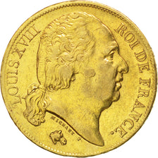 Louis XVIII, 20 Francs or au buste nu 1817 Paris, KM 712.1