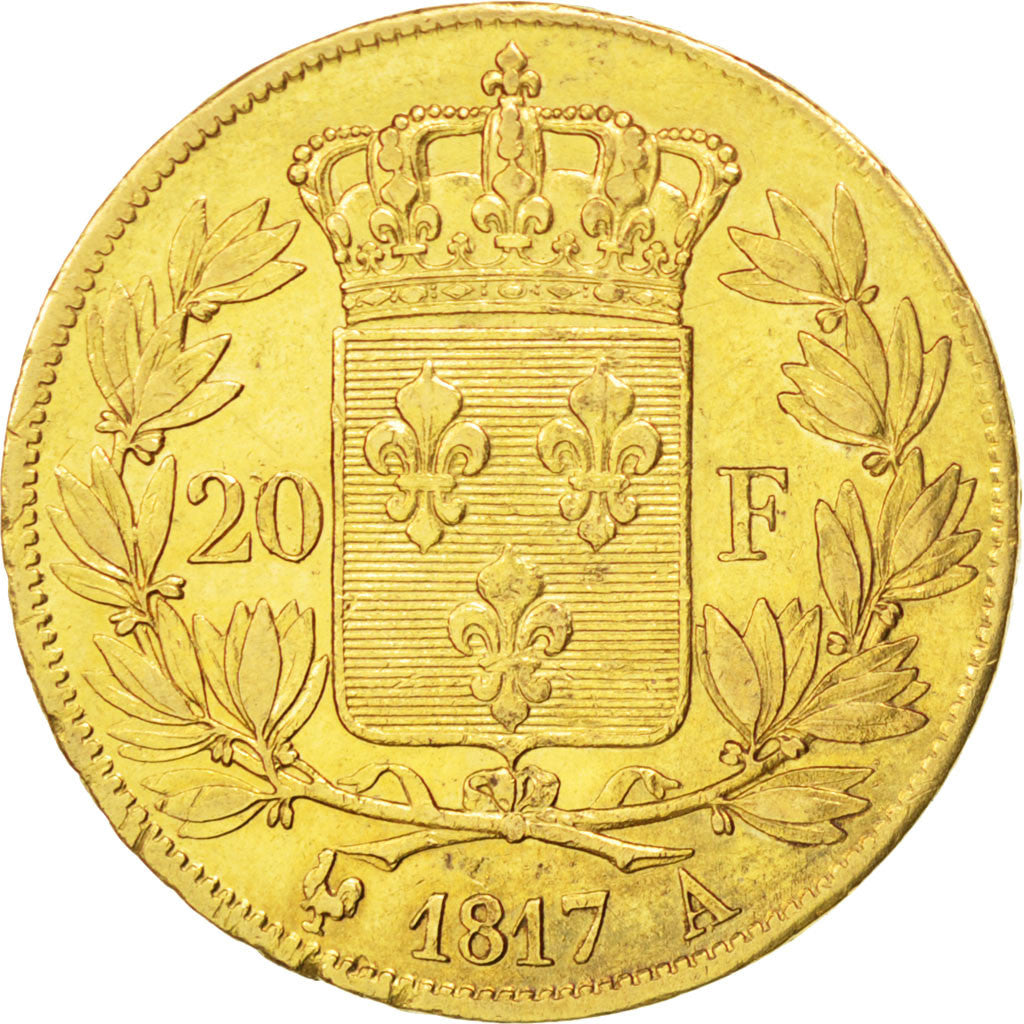 Louis XVIII, 20 Francs or au buste nu 1817 Paris, KM 712.1