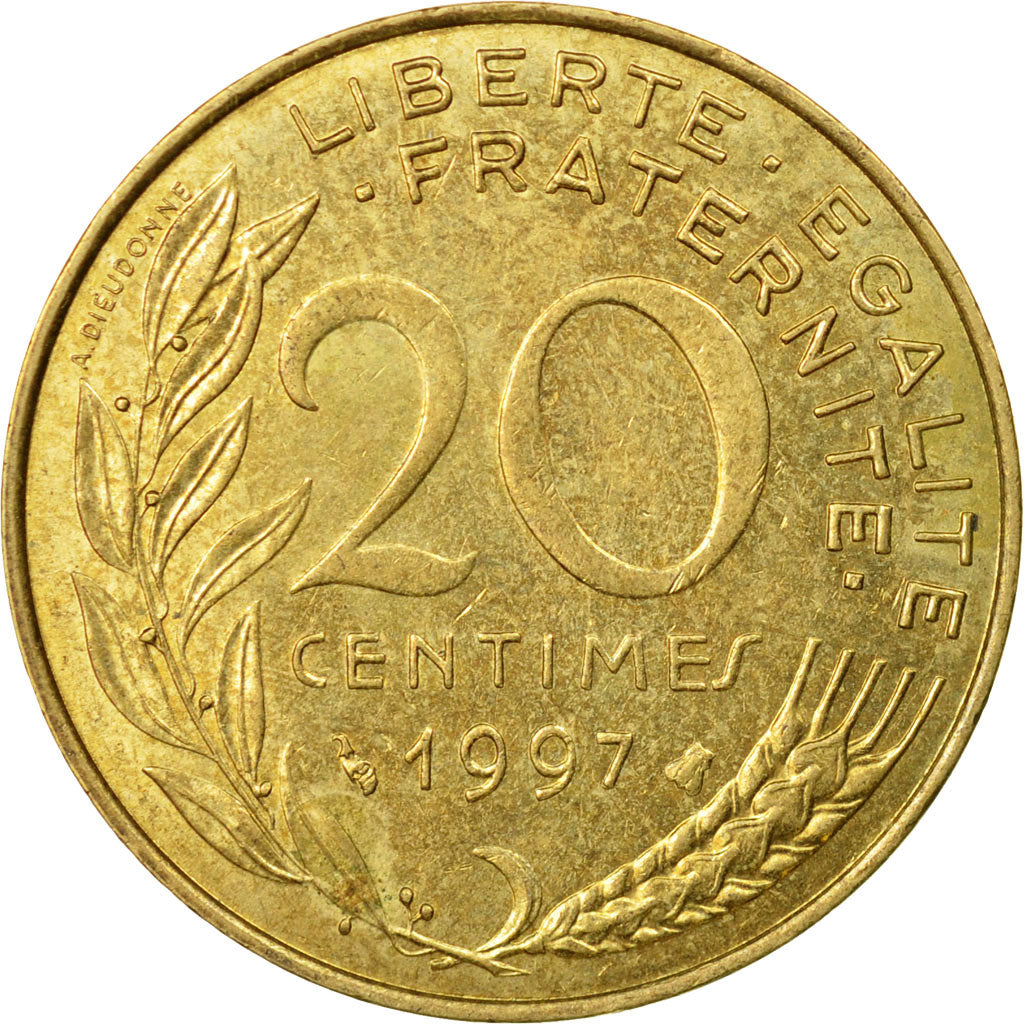 Coin, France, Marianne, 20 Centimes, 1997, Paris, EF(40-45), Aluminum-Bronze