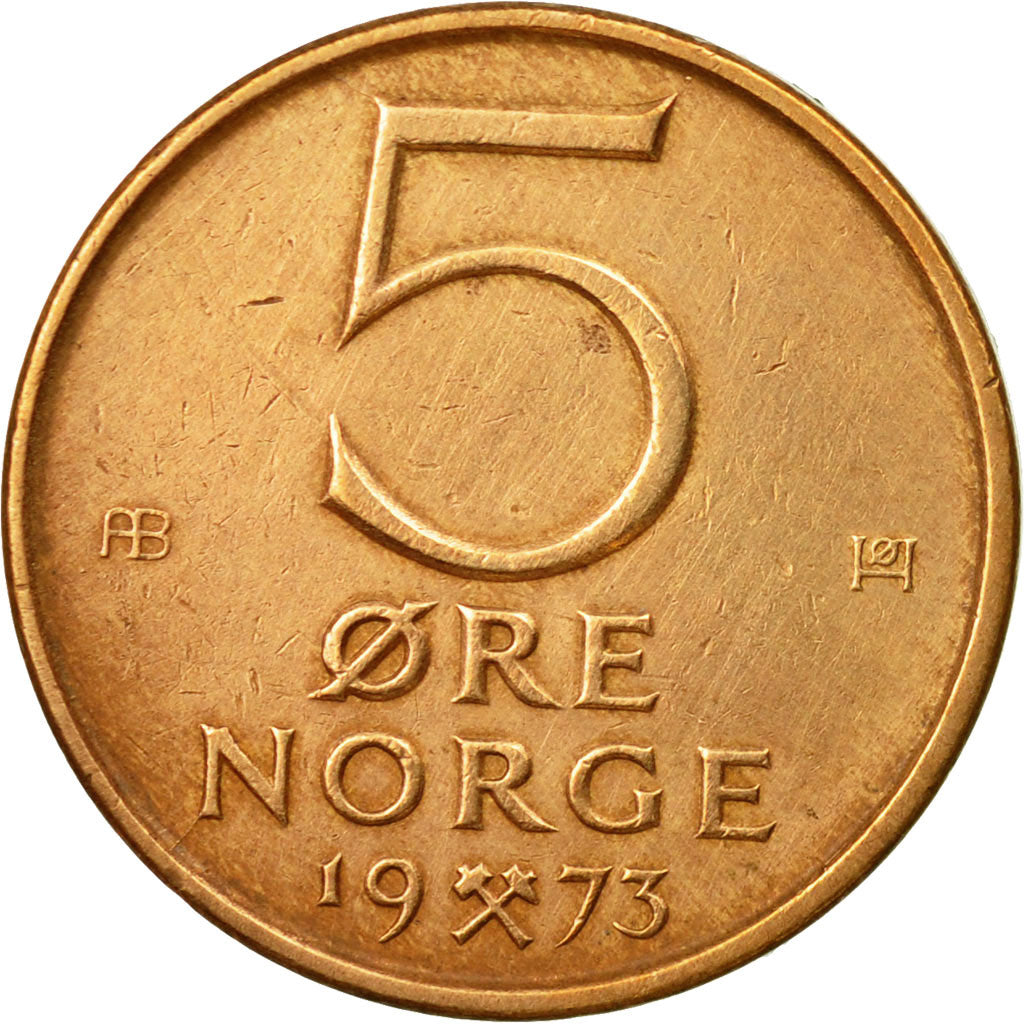 Coin, Norway, Olav V, 5 Öre, 1973, EF(40-45), Bronze, KM:415