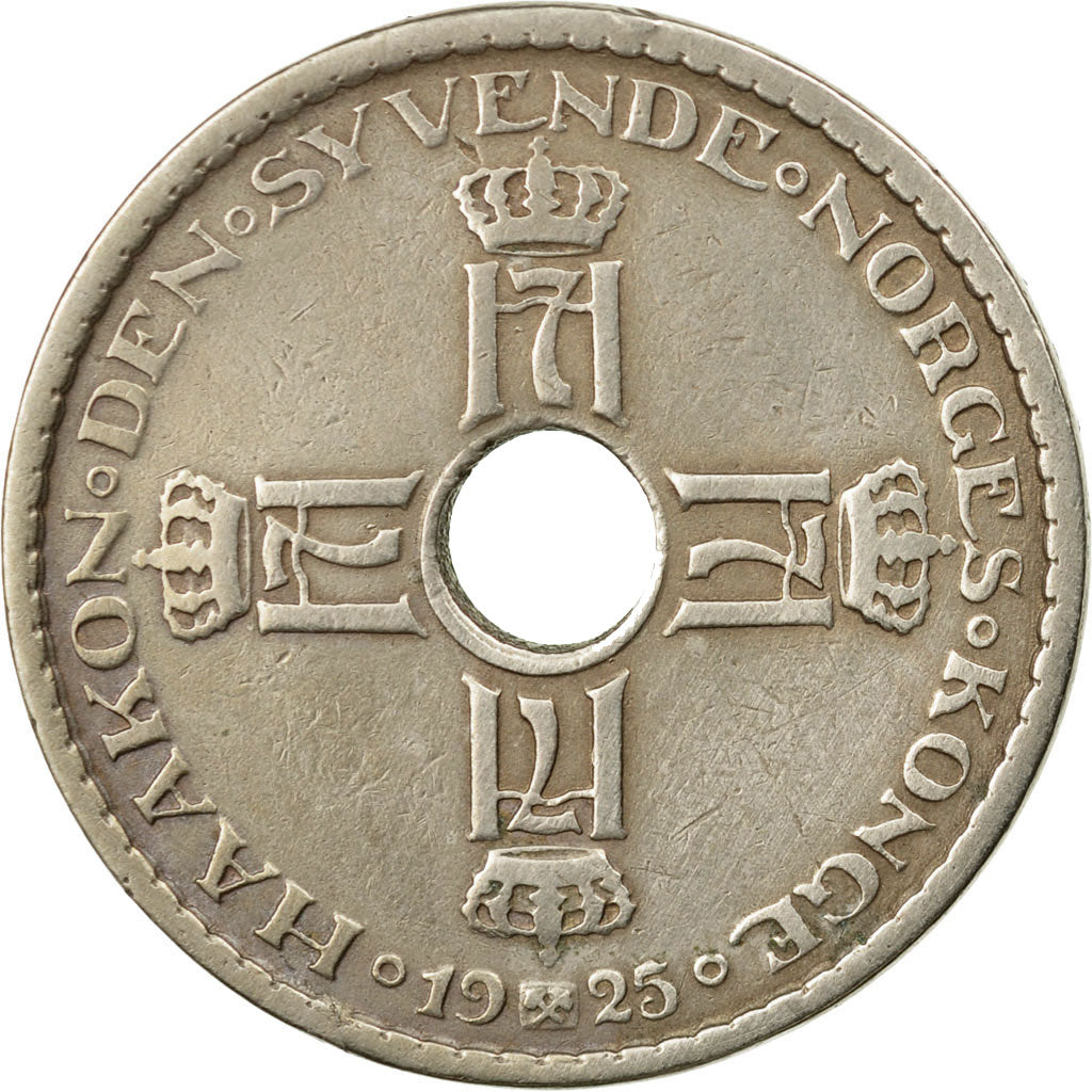 Coin, Norway, Haakon VII, Krone, 1925, EF(40-45), Copper-nickel, KM:385