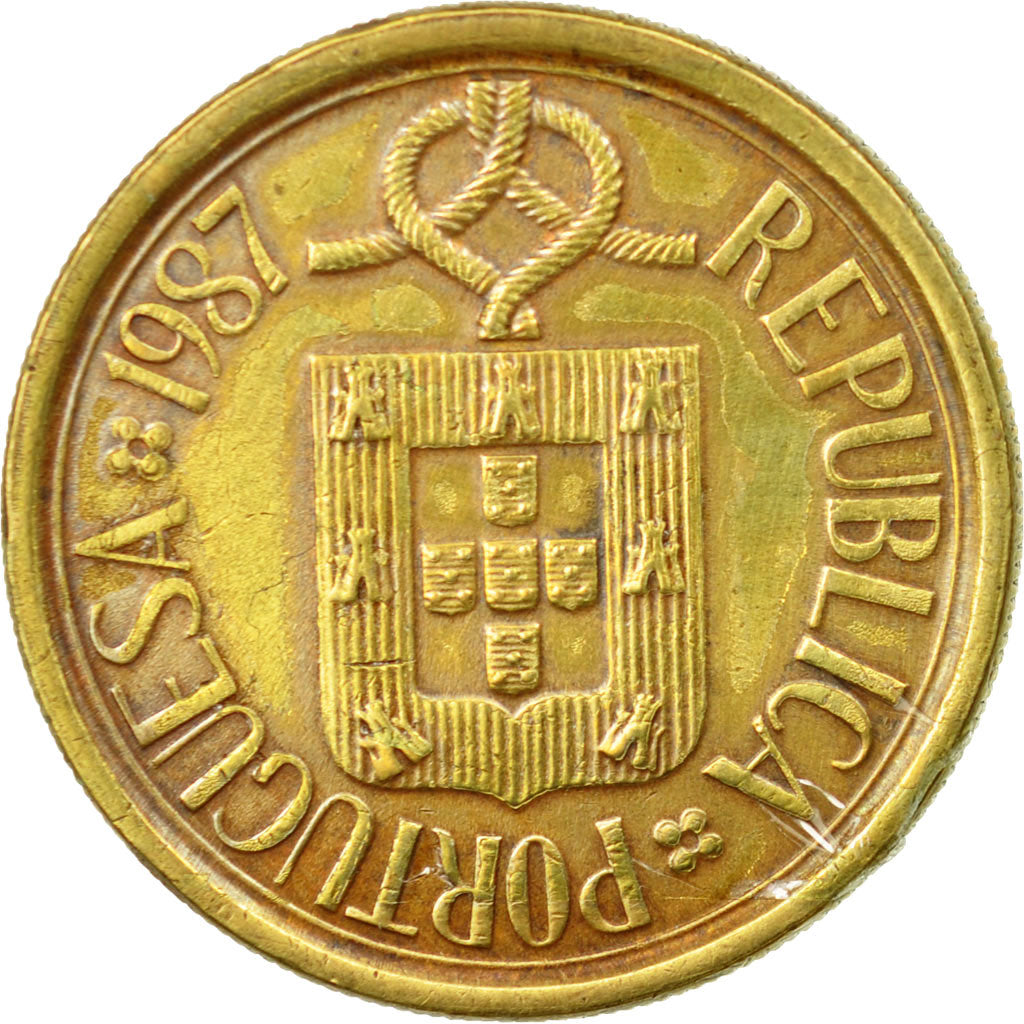 Coin, Portugal, 10 Escudos, 1987, EF(40-45), Nickel-brass, KM:633