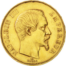 FRANCE, Napoléon III, 50 Francs, 1855, Paris, KM #785.1, AU(50-53), Gold, Gadour