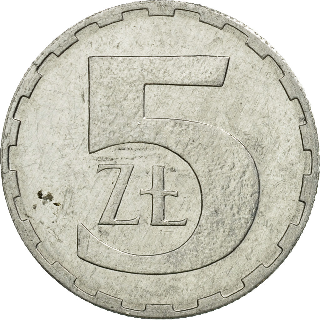 Coin, Poland, 5 Zlotych, 1990, Warsaw, EF(40-45), Aluminum, KM:81.3
