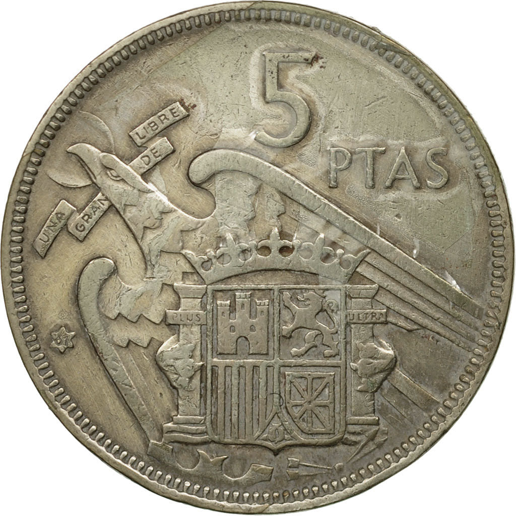 Coin, Spain, Caudillo and regent, 5 Pesetas, 1961, EF(40-45), Copper-nickel