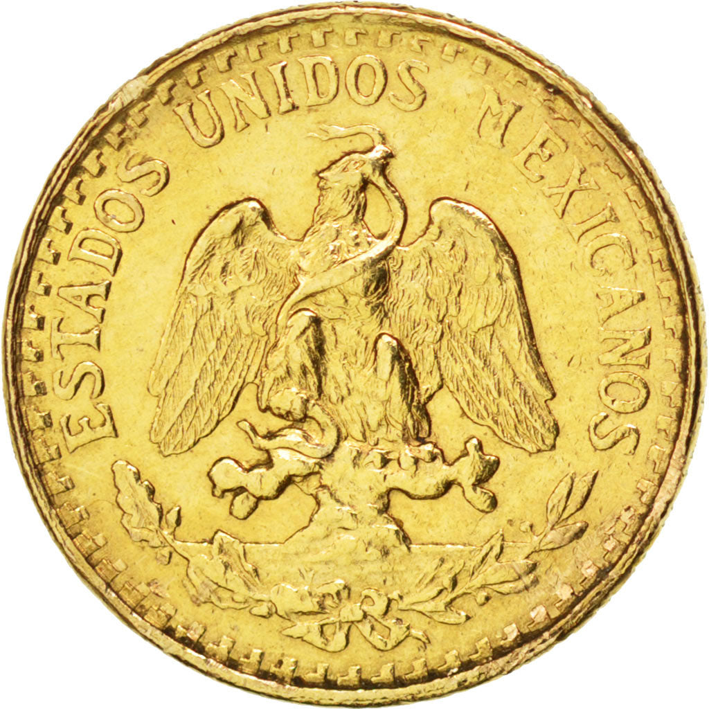 MEXICO, 2 Pesos, 1945, Mexico City, KM #461, MS(63), Gold, 13, 1.68