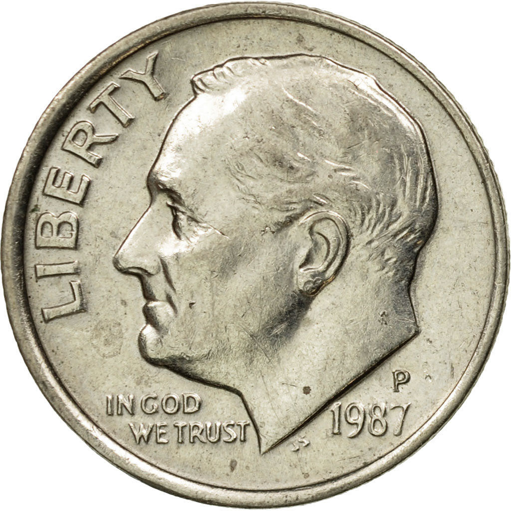 Coin, United States, Roosevelt Dime, Dime, 1987, U.S. Mint, Philadelphia