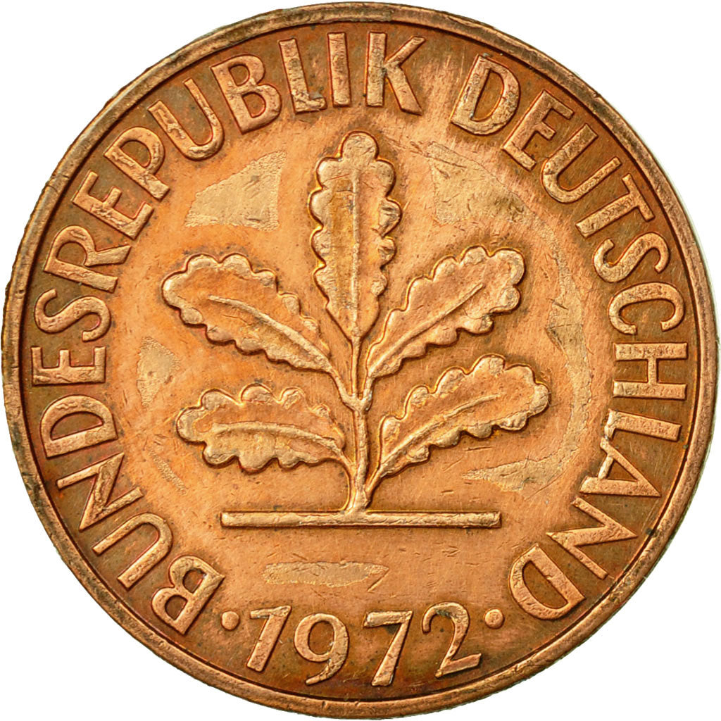 Coin, GERMANY - FEDERAL REPUBLIC, 2 Pfennig, 1972, Hambourg, EF(40-45), Copper